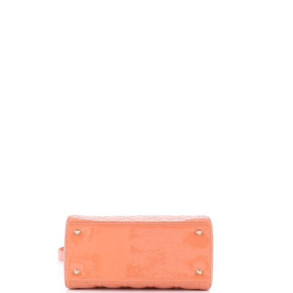 Christian Dior Lady Dior Bag Cannage Quilt Patent Medium Orange - Picture 4 of 9